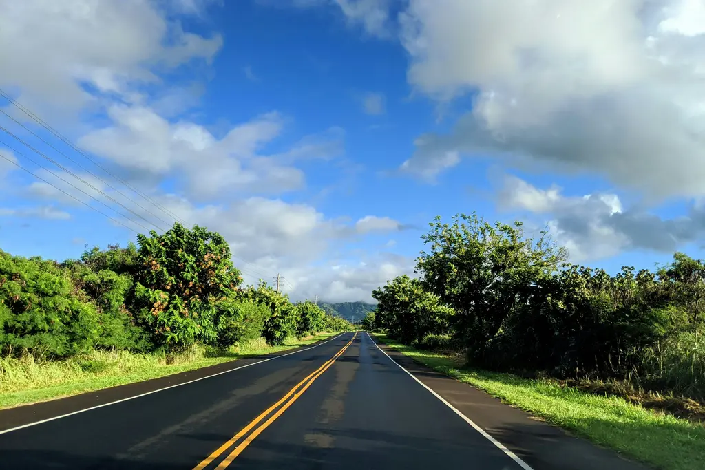 Quiet backroad near Kapaa on Kauai's east side
